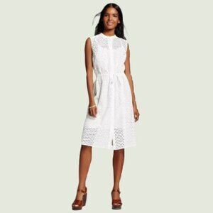 Who What Wear Shirt Dress White Eyelet Vacation Summer Dress Size XS